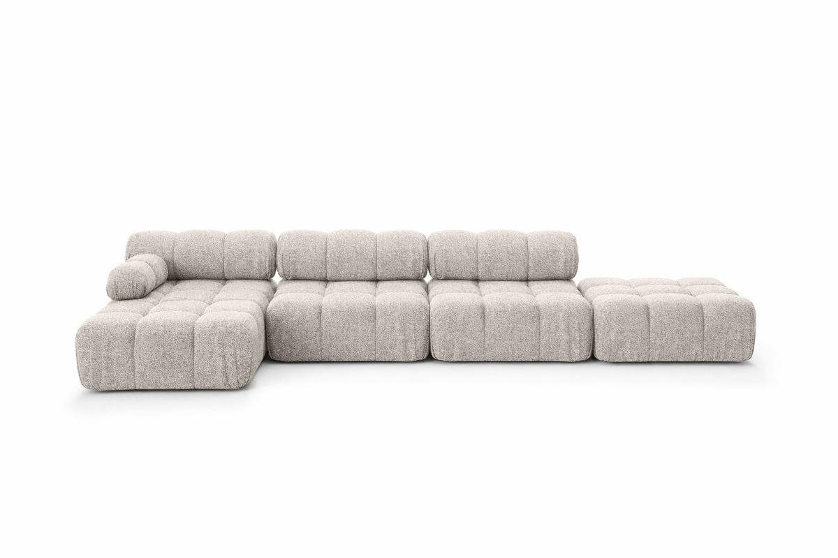 ECKSOFA L-Form XL, Stoff Bouclé Abriamo, Beige, Links, Selia L XL - Beige, Holz (380/160cm) - Kaiser Möbel