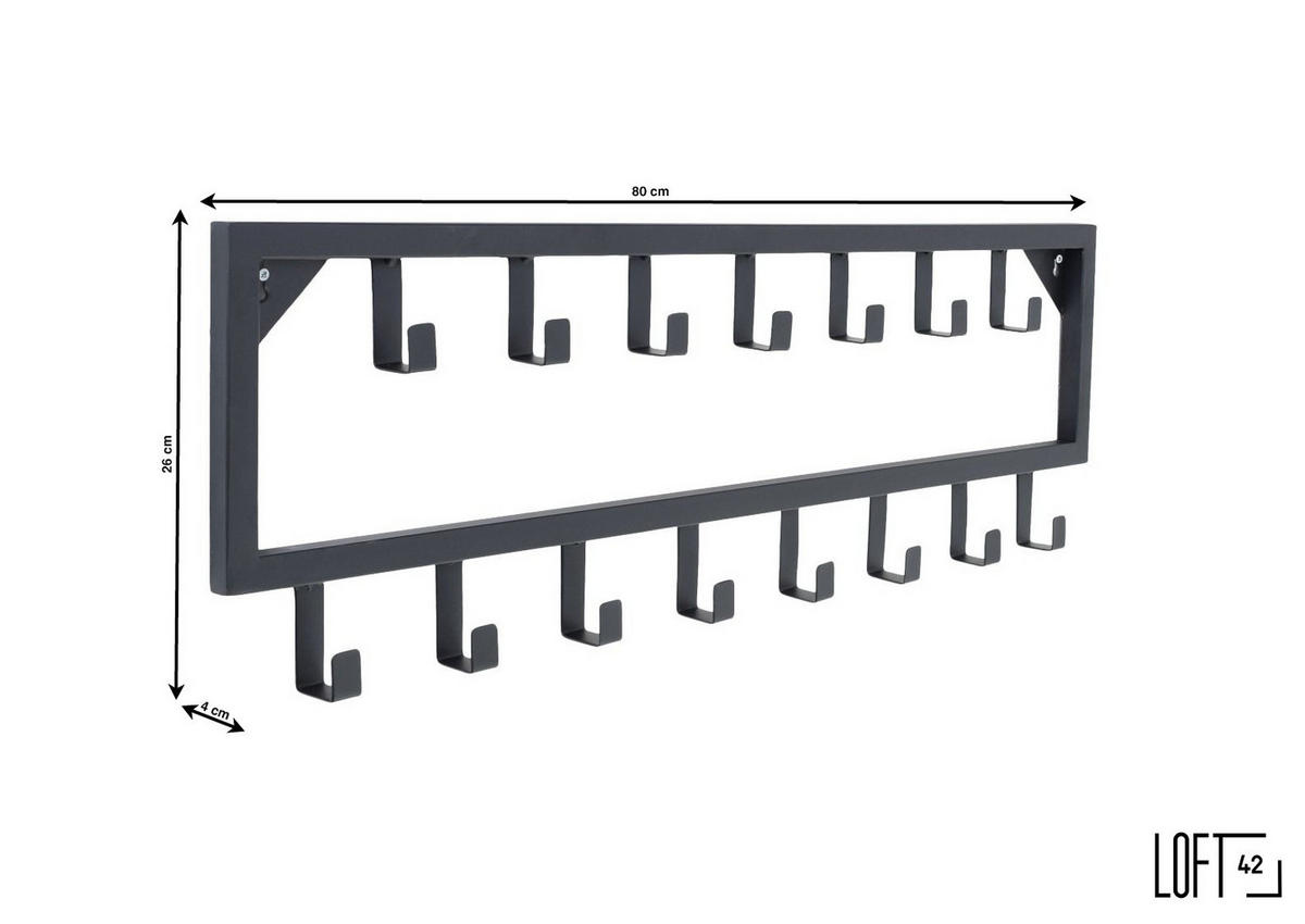 KLEIDERABLAGE Bono Schwarz - Schwarz, Metall (80/26/4cm) - LOFT42
