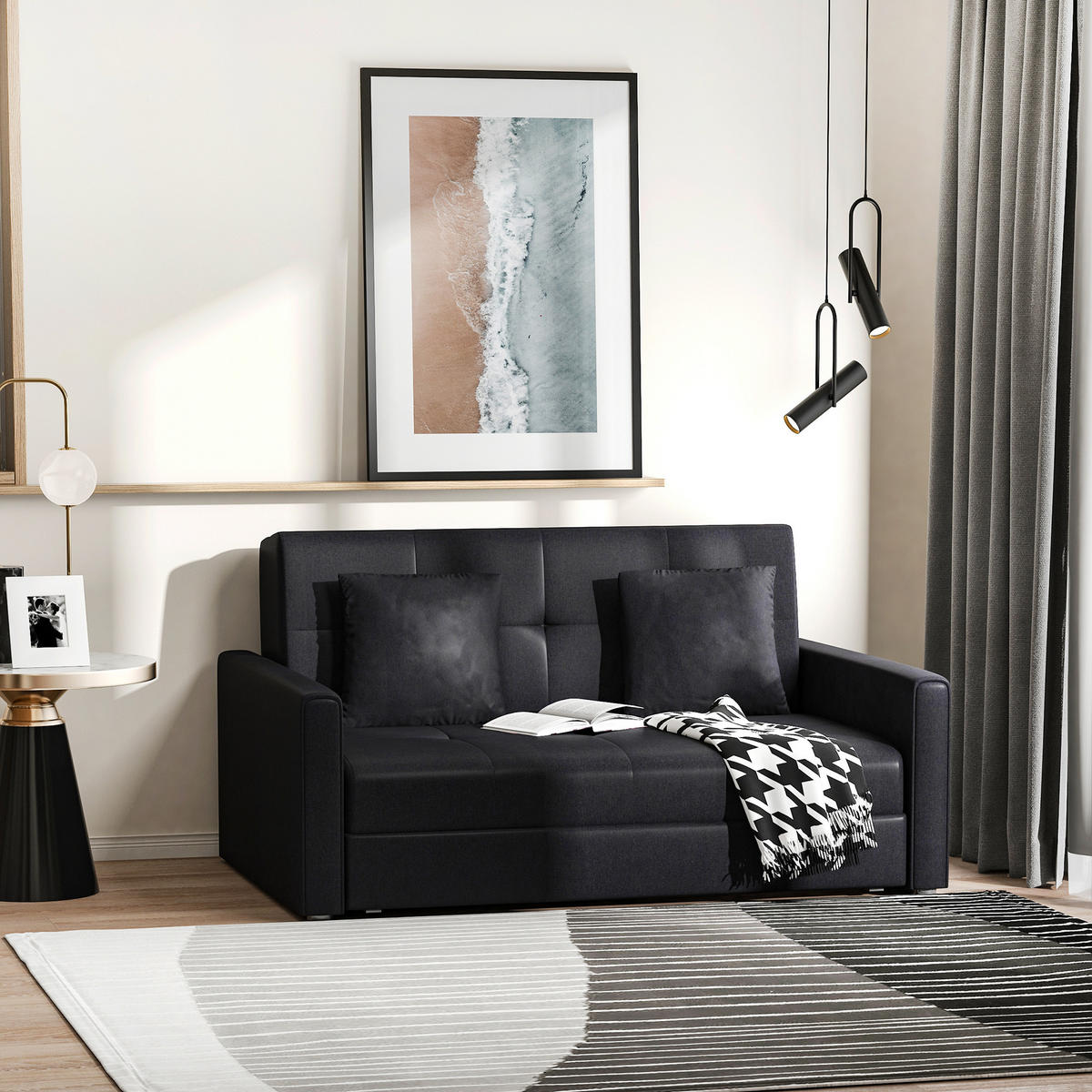 SCHLAFSOFA 2er-Sitz DE-14605 mit integriertem Stauraum Dunkelgrau - Dunkelgrau, Textil (152/81/101cm) - ComfortXL