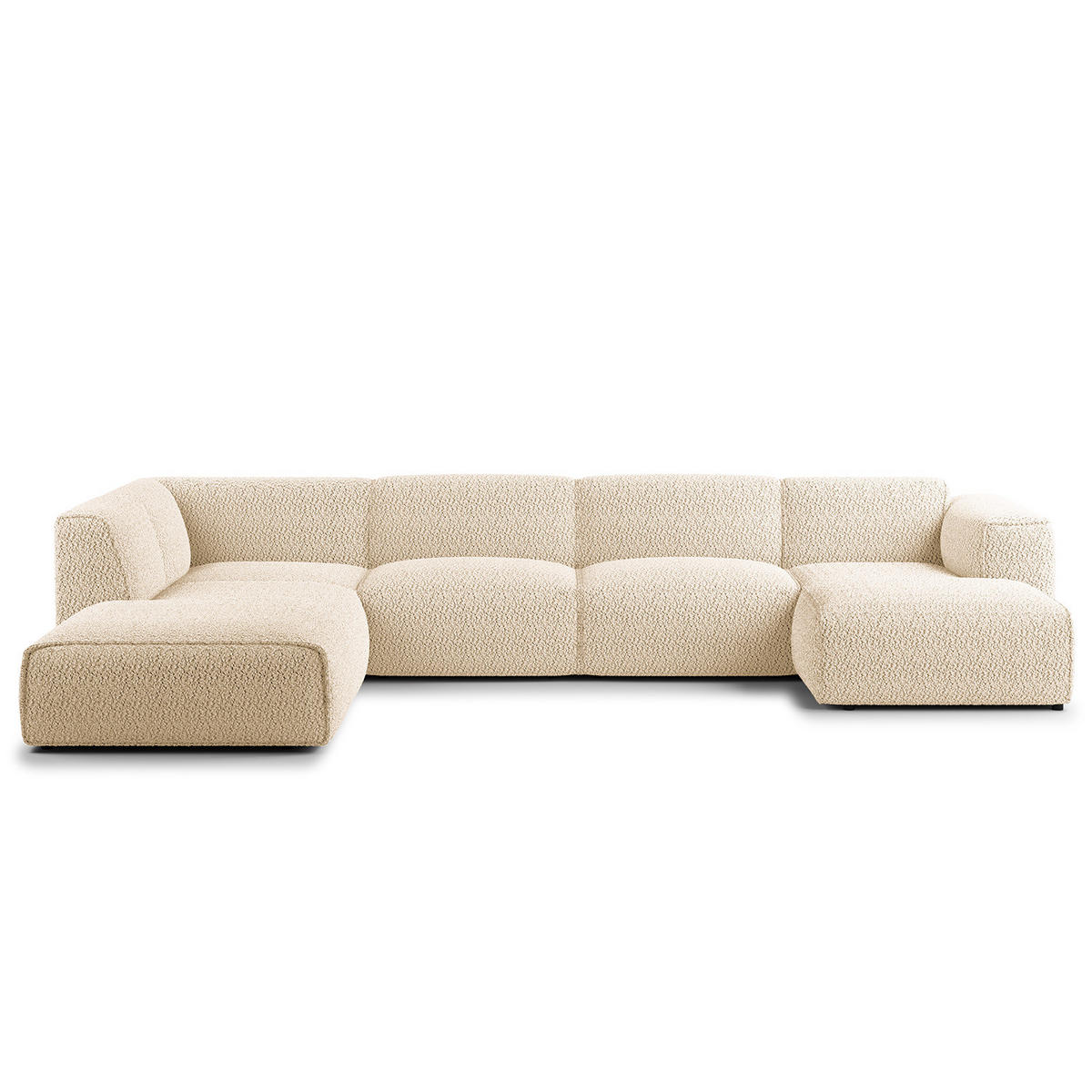 WOHNLANDSCHAFT mit Longchair - Beige/Schwarz, Kunststoff/Textil (325/71/235cm) - home24