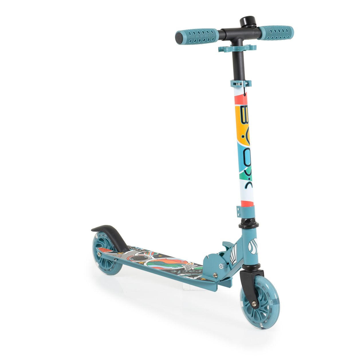 KINDERROLLER Miracle blau LED-PU-Räder ABEC-7 Klingel Höhe einstellbar - Blau, Metall (45/10/78cm)