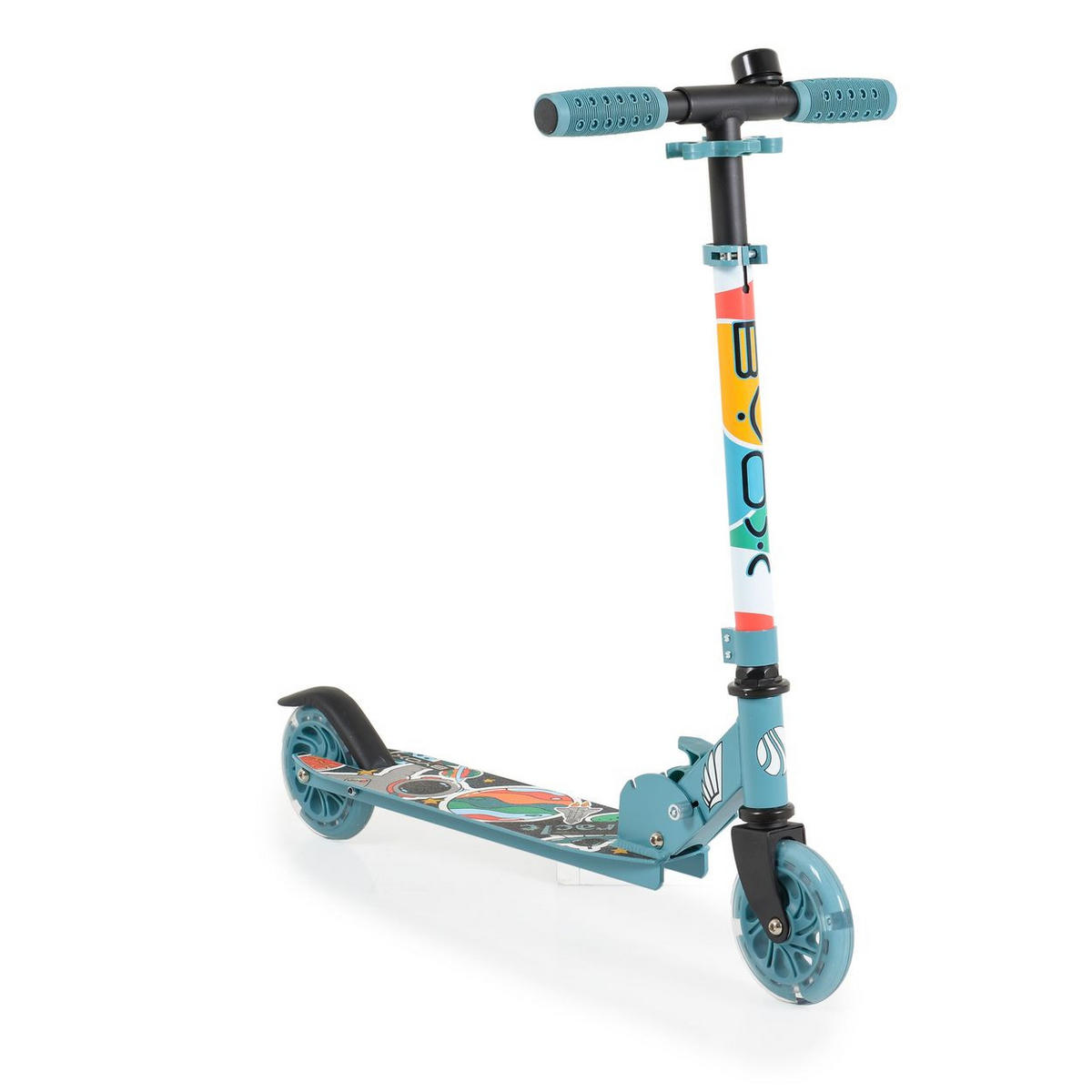 KINDERROLLER Miracle blau LED-PU-Räder ABEC-7 Klingel Höhe einstellbar - Blau, Metall (45/10/78cm)