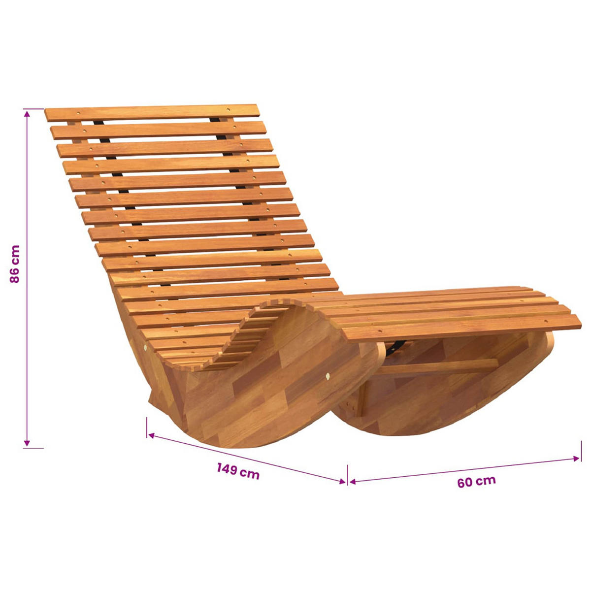 SCHAUKELSTÜHLE, Sonnenliegen, 149/60/86 cm, aus Akazienholz, 2er-Set - Braun, Holz (60/86/149cm) - vidaXL
