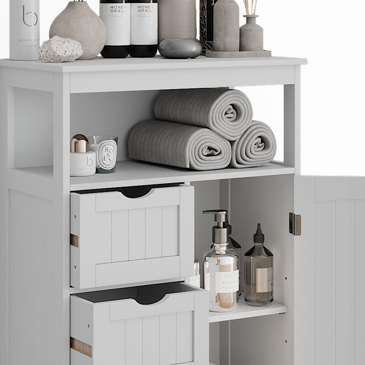 MIDISCHRANK Bianco Weiß 56 x 86.5 cm mit Schubladen - Weiß, Holzwerkstoff (56/86.5/29.2cm) - Vicco