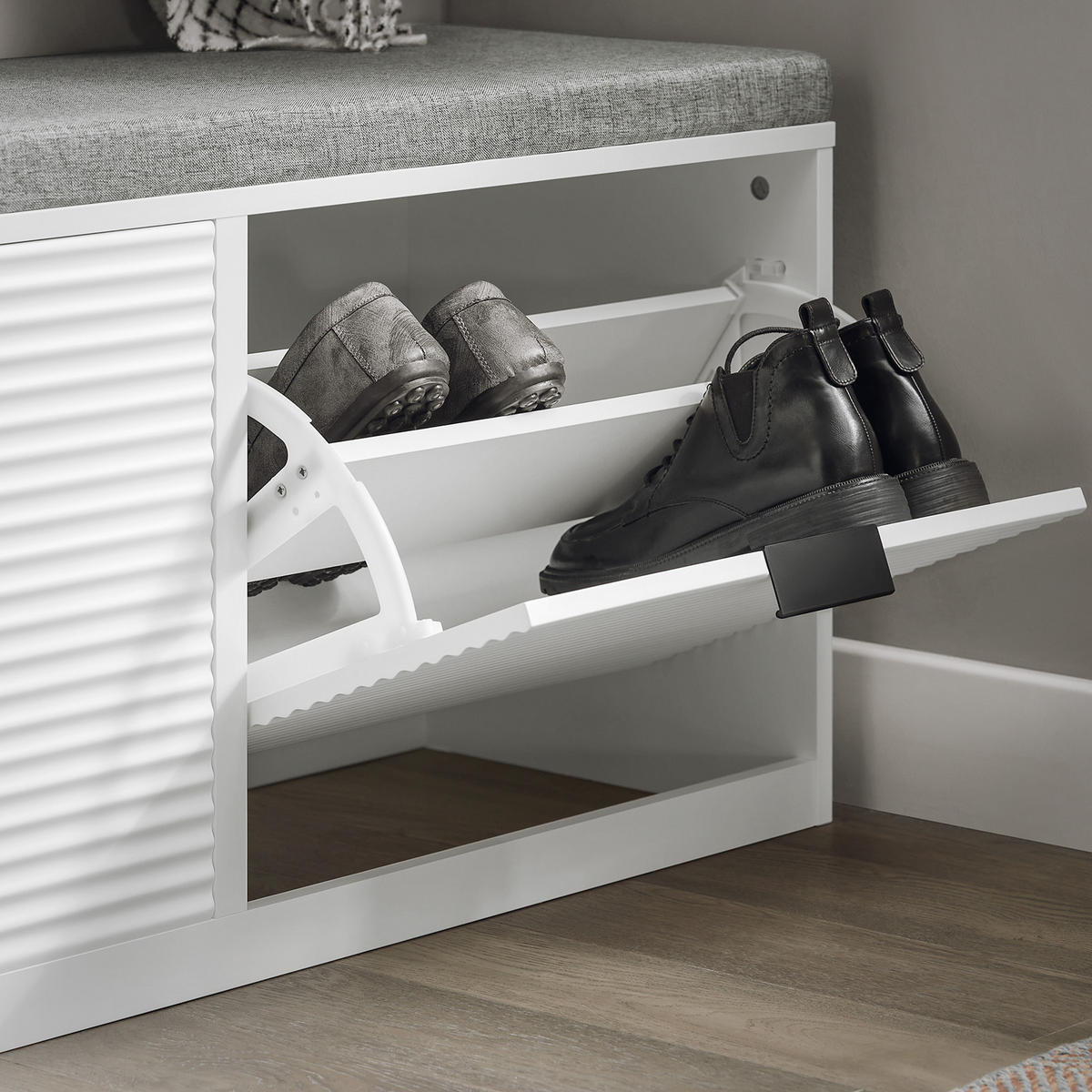 SCHUHBANK Weiß - Weiß, Holzwerkstoff (105/48/35cm) - SoBuy