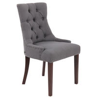 ESSZIMMERSTUHL Aboli Stoff, antik Dunkelgrau - Dunkelgrau/Dunkelbraun, Holz/Textil (55/92/58cm) - TPFLiving