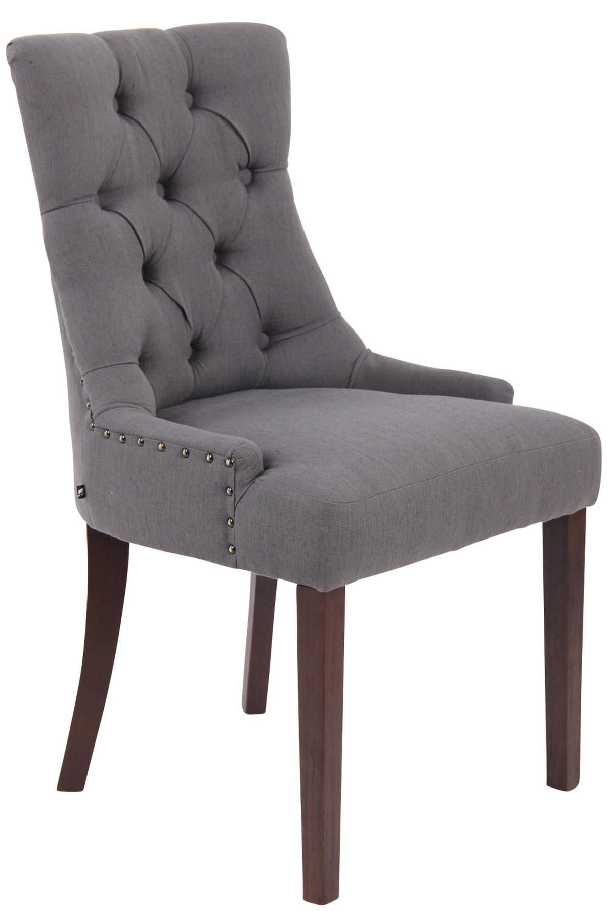 ESSZIMMERSTUHL Aboli Stoff, antik Dunkelgrau - Dunkelgrau/Dunkelbraun, Holz/Textil (55/92/58cm) - TPFLiving