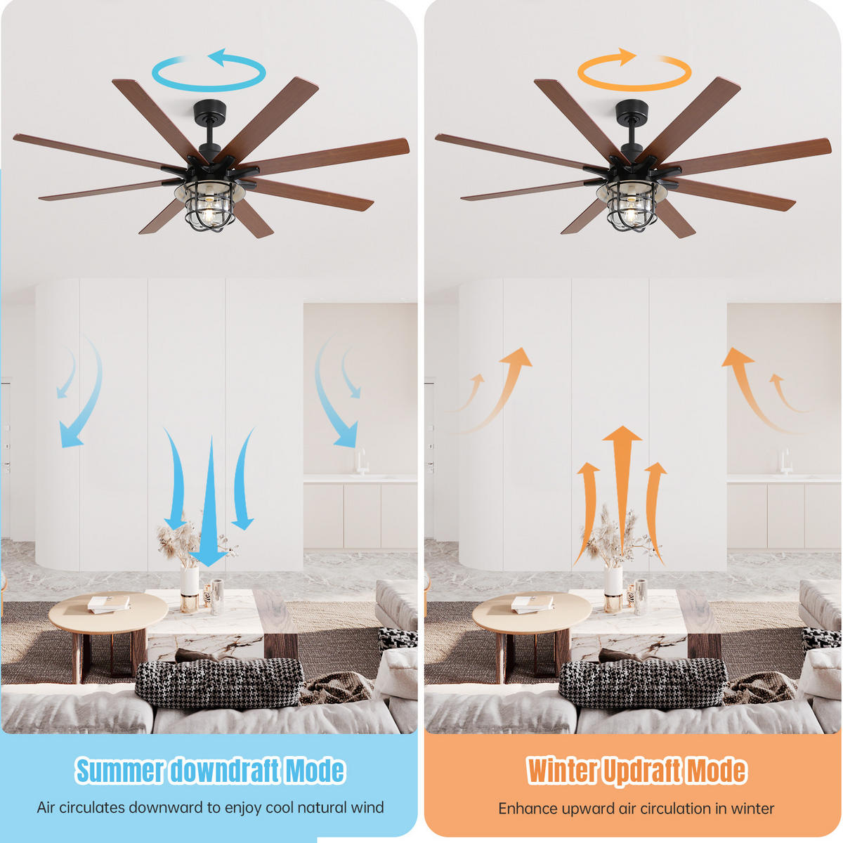 DECKENVENTILATOR DE-16281 66 Zoll Industrie mit E27-Lampe - Schwarz, Holzwerkstoff (168/168/30.8cm) - ComfortXL