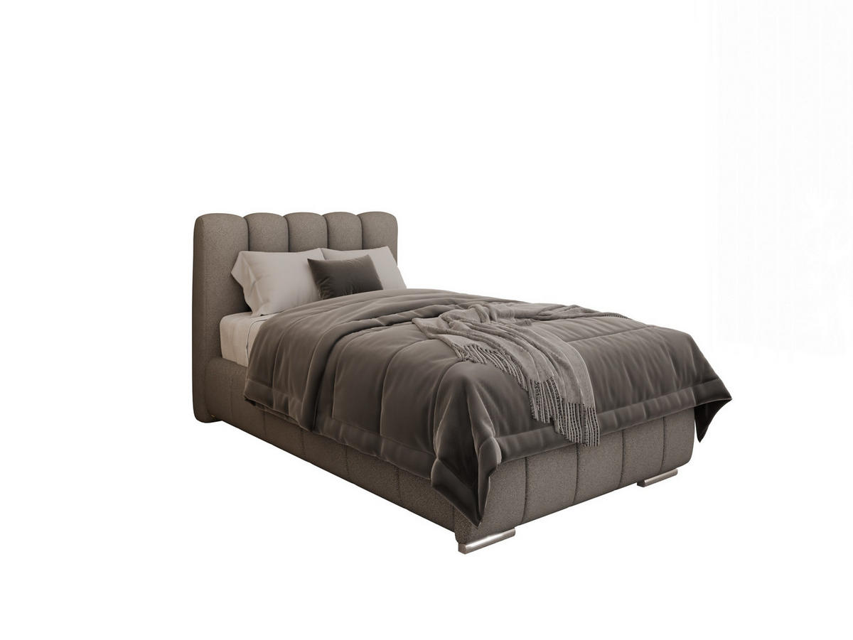POLSTERBETT Zaira 100x200cm – Elegantes Polsterbett für modernen Wohnstil , ZONIERTE TASCHENFEDERN KOKOS (21cm), hellgrau - Hellgrau, Holz (100/200cm) - Panda Möbel