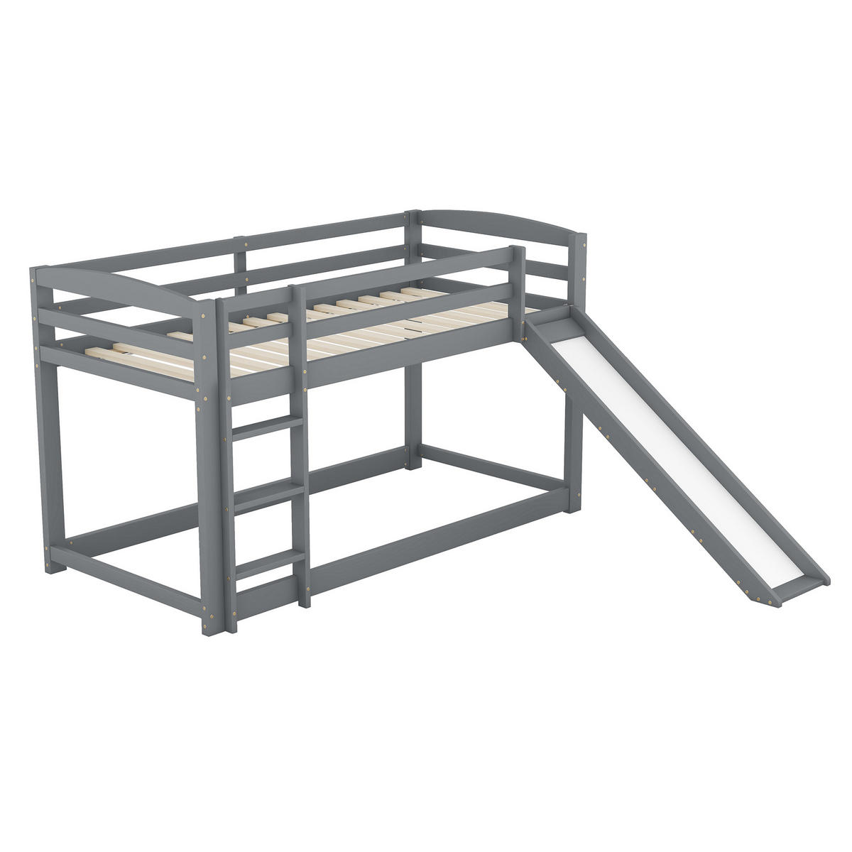 ETAGENBETT 90x200 cm Rutsche grau - Weiß, Holz (90/200cm) - LEBENLANG