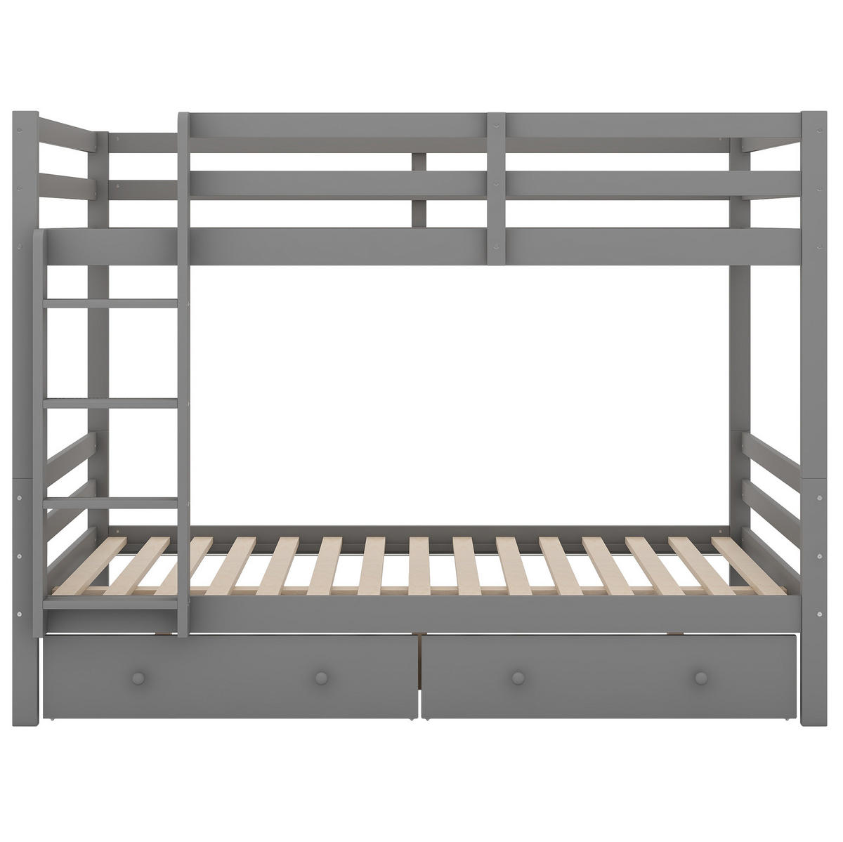 ETAGENBETT aus Kiefernholz und MDF 140x200 cm Grau mit Schublade und Stauraum - Grau, Holzwerkstoff (140/200cm) - IVMEU
