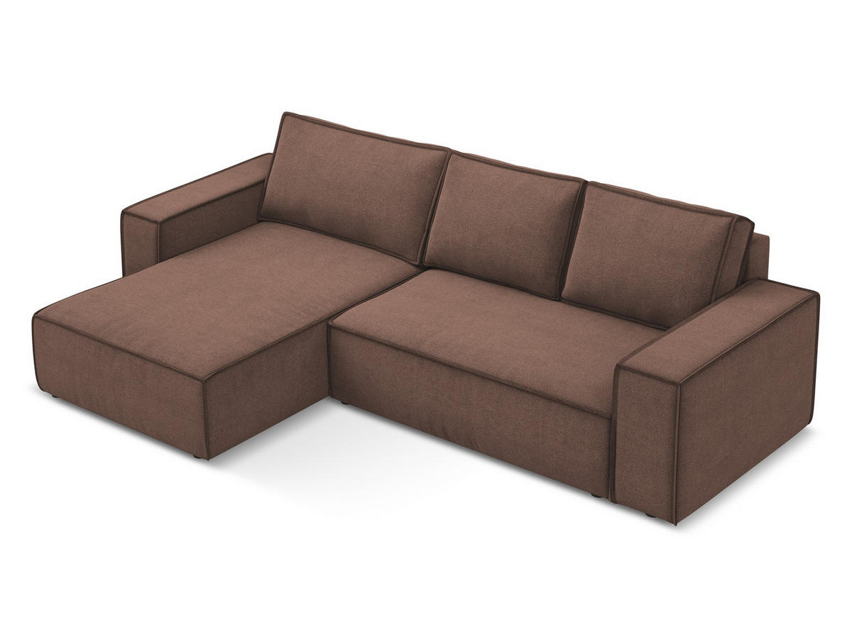 ECKSOFA mit Schlaffunktion Strukturstoff Stoff Pink - Pink/Hellrosa, Kunststoff/Textil (185/290cm) - Makamii