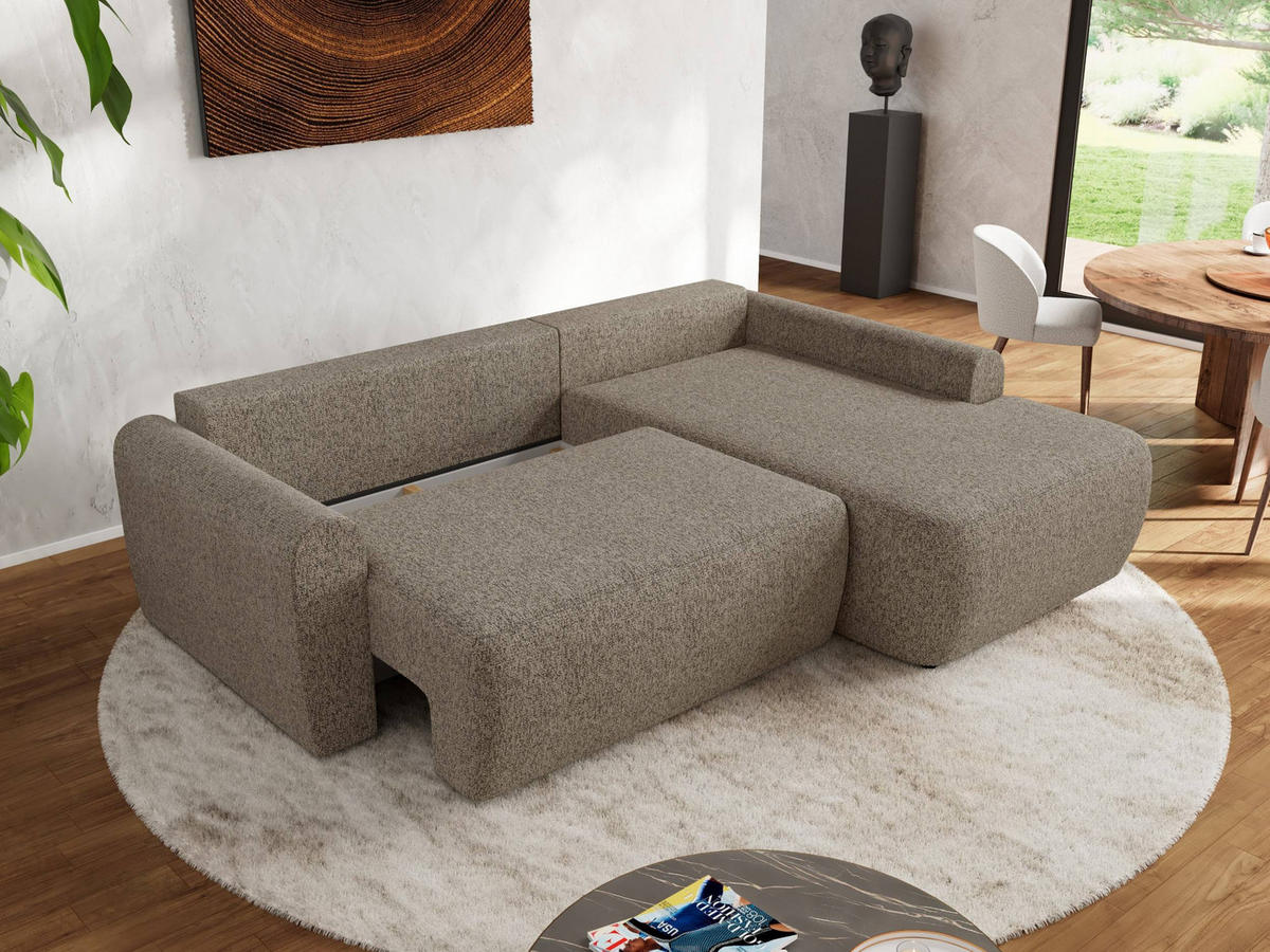 ECKSCHLAFSOFA CUBO L Dunkelbeige Struktur - rechts - Beige/Schwarz, Kunststoff/Textil (187/273cm) - MKS