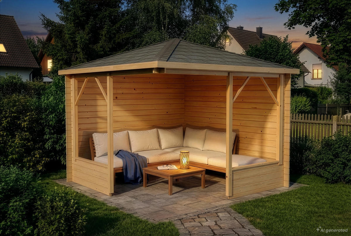 GARTENHAUS Holz Maik - Naturfarben, Holz (318/260/318cm) - Alpholz