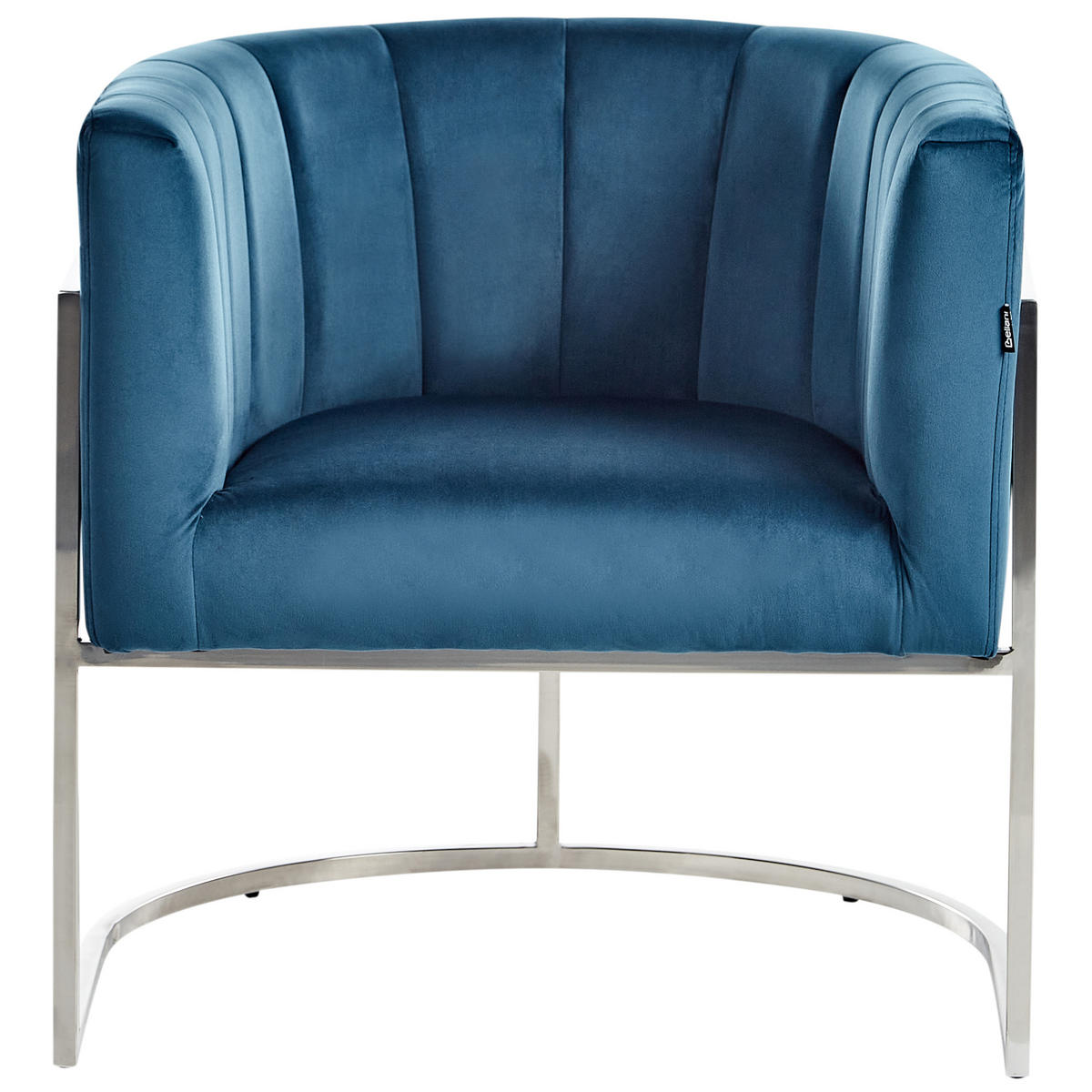 SESSEL Samtstoff Blau Larvik - Blau/Silberfarben, Textil (73/72/66cm) - Beliani