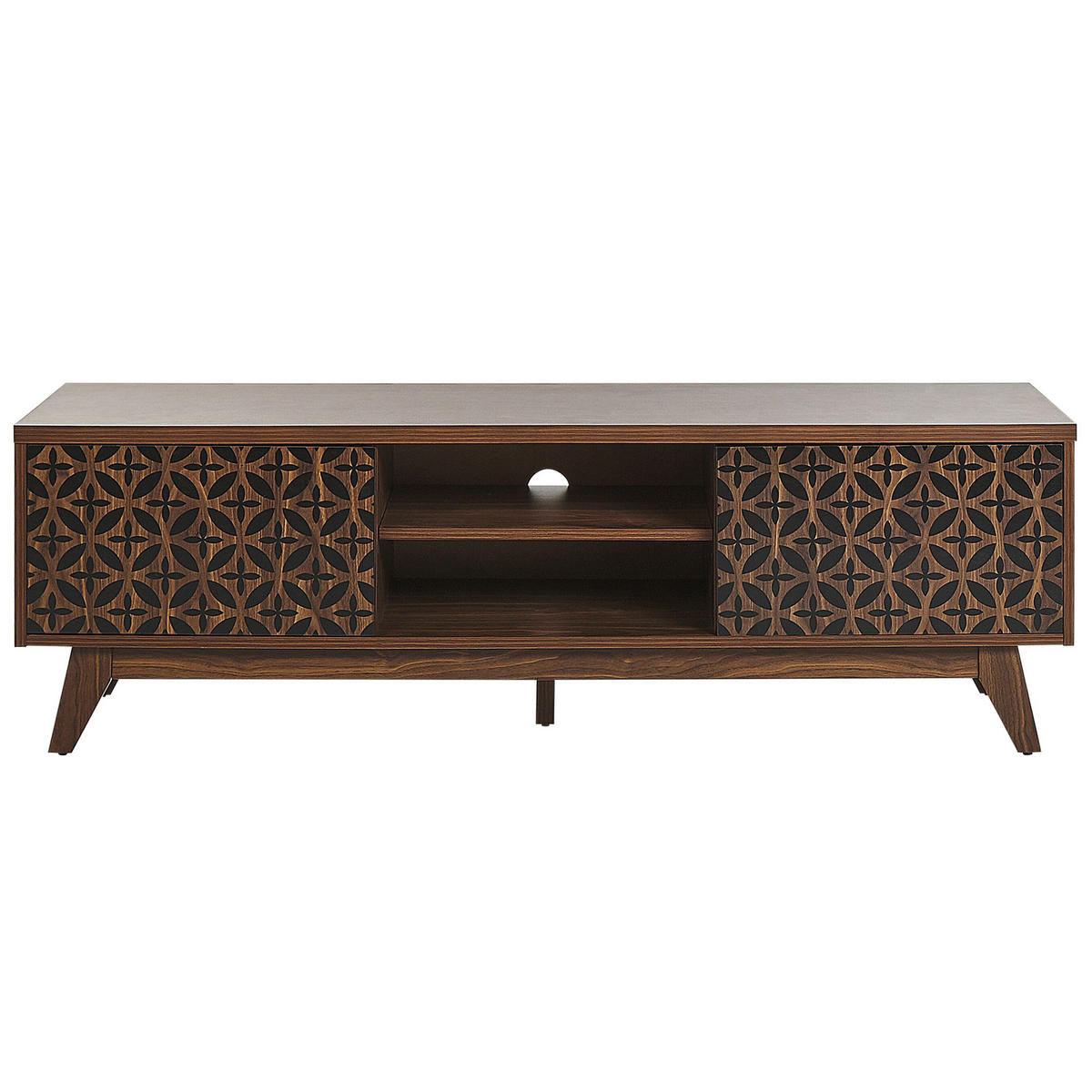 TV OMARICA temno rjava, črna Prescot 40/140/45 cm - temno rjava, leseni material (140/45/40cm) - Beliani