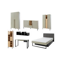 JUGENDZIMMER-SET SORENTO B 7-teilig in Eukalyptus/Baltic Düne Eiche/Schwarzer Onyx - Eukalyptusholzfarben/Eichefarben, Holzwerkstoff (662/195/212cm) - Deine Möbel 24
