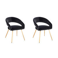 ESSZIMMERSTUHL LYRIC - Menge: 2, Farbe: Samt Schwarz - Schwarz/Altrosa, Textil/Metall (75/61/57cm) - Home Deluxe