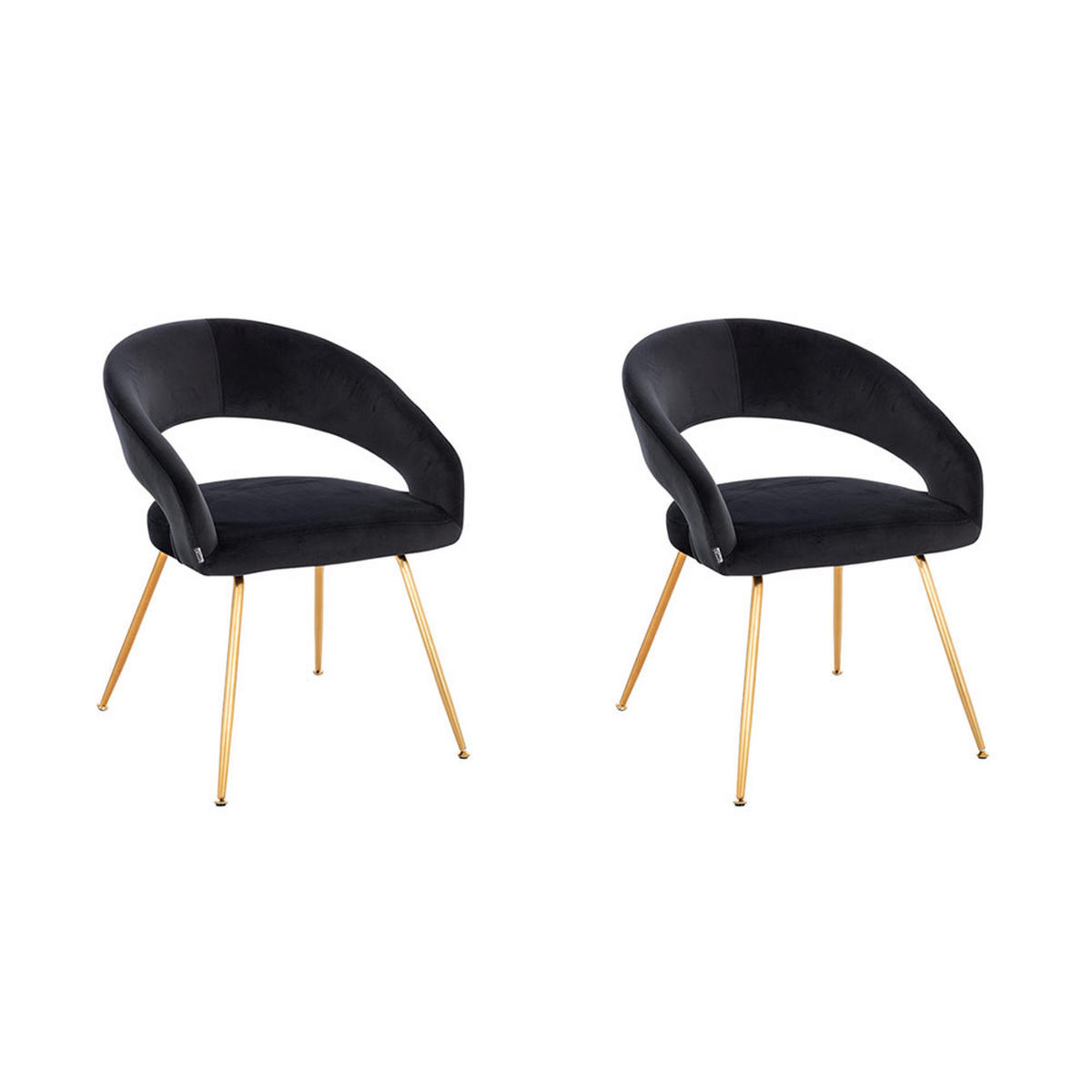 ESSZIMMERSTUHL LYRIC - Menge: 2, Farbe: Samt Schwarz - Schwarz/Altrosa, Textil/Metall (75/61/57cm) - Home Deluxe
