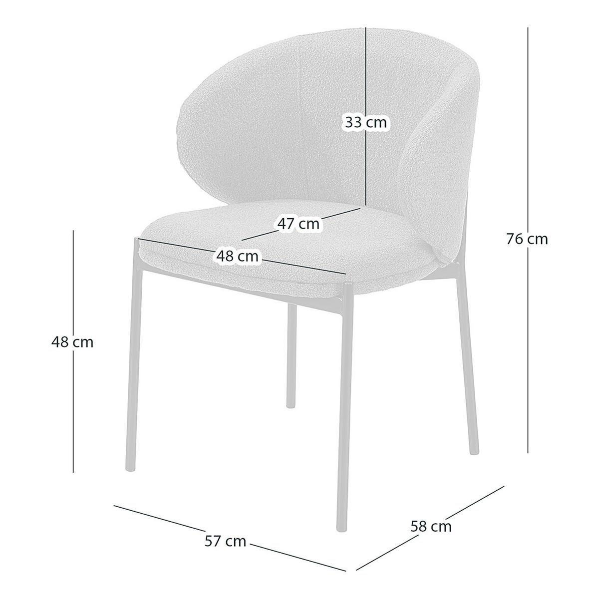 POLSTERSTUHL - Stahl / Bouclé, 2er-Set - Rostfarben/Schwarz, Textil (57/76/58cm) - home24