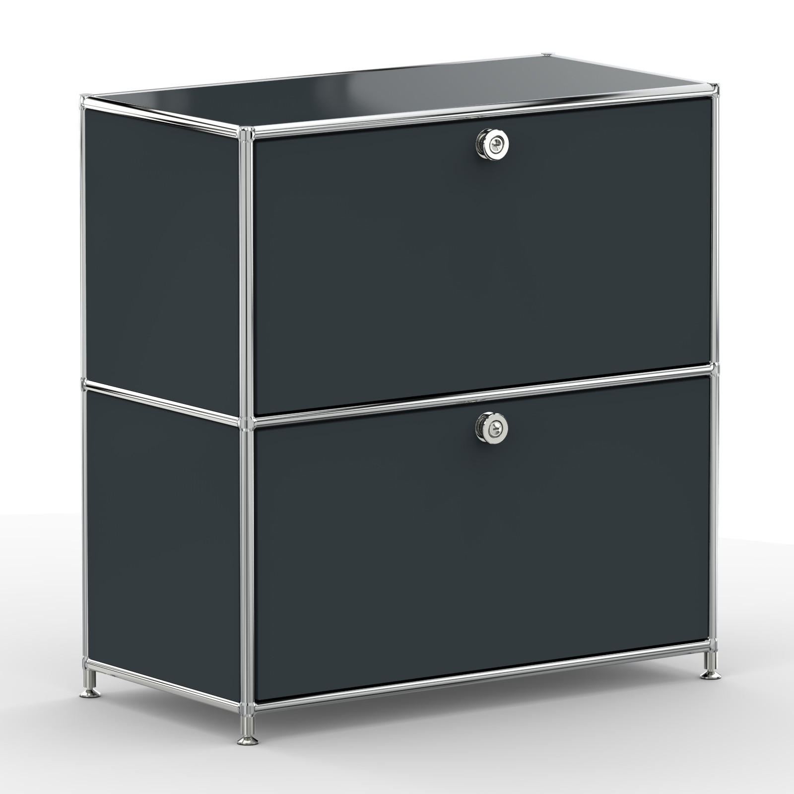 AKTENSCHRANK, 2 Klappen & Schloss, Breite 77 cm, Anthrazitgrau - Chromfarben/Silberfarben, Metall (40/80.5/77.2cm) - Versee