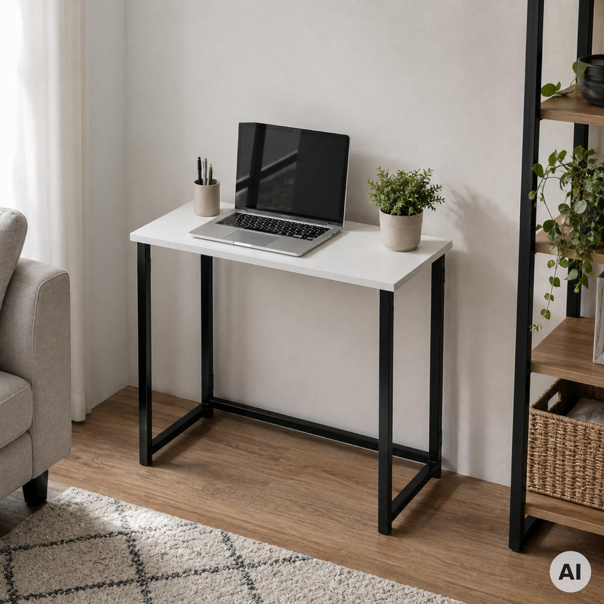 KLAPPSCHREIBTISCH MDF Metall Weiß Schwarz 80 x 40 x 74 cm platzsparend - Schwarz/Weiß, Holzwerkstoff/Metall (40/80/74cm) - Begryf