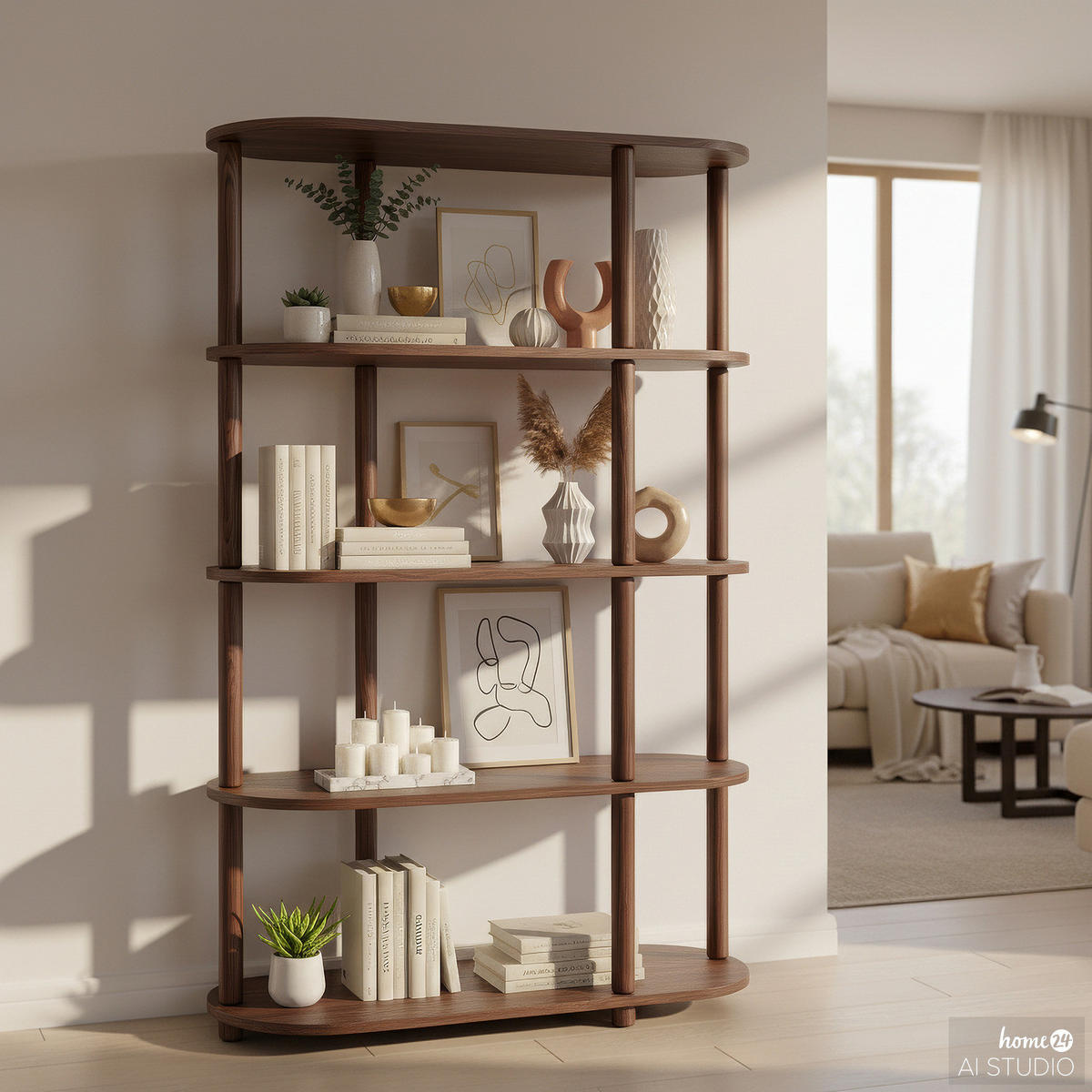 REGAL - Massivholz - Walnussfarben, Eichenholz/Holz (117/157/38cm) - home24