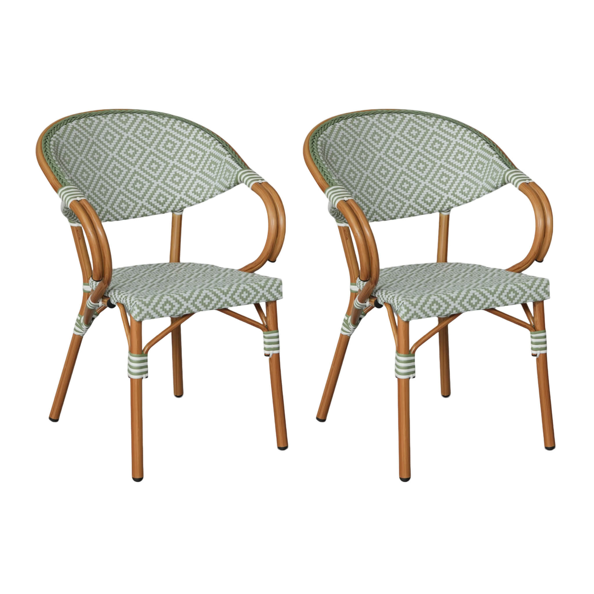 GARTENSTÜHLE Stapelbare Weiß Grün 2er-Set - Hellgrün, Metall (57/84/57cm) - Mobili Rebecca