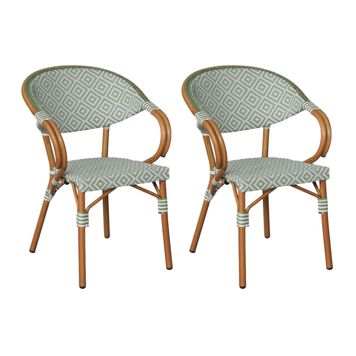 GARTENSTÜHLE Stapelbare Weiß Grün 2er-Set - Hellgrün, Metall (57/84/57cm) - Mobili Rebecca