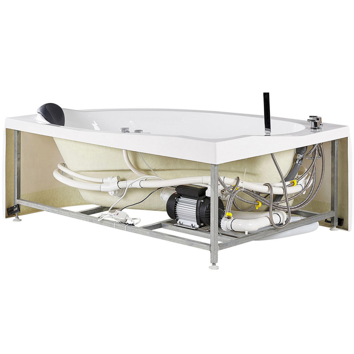 WHIRLPOOL-BADEWANNE mit LED 100x150x80 cm weiß Neiva - Weiß, Kunststoff (100/80/150cm) - Beliani