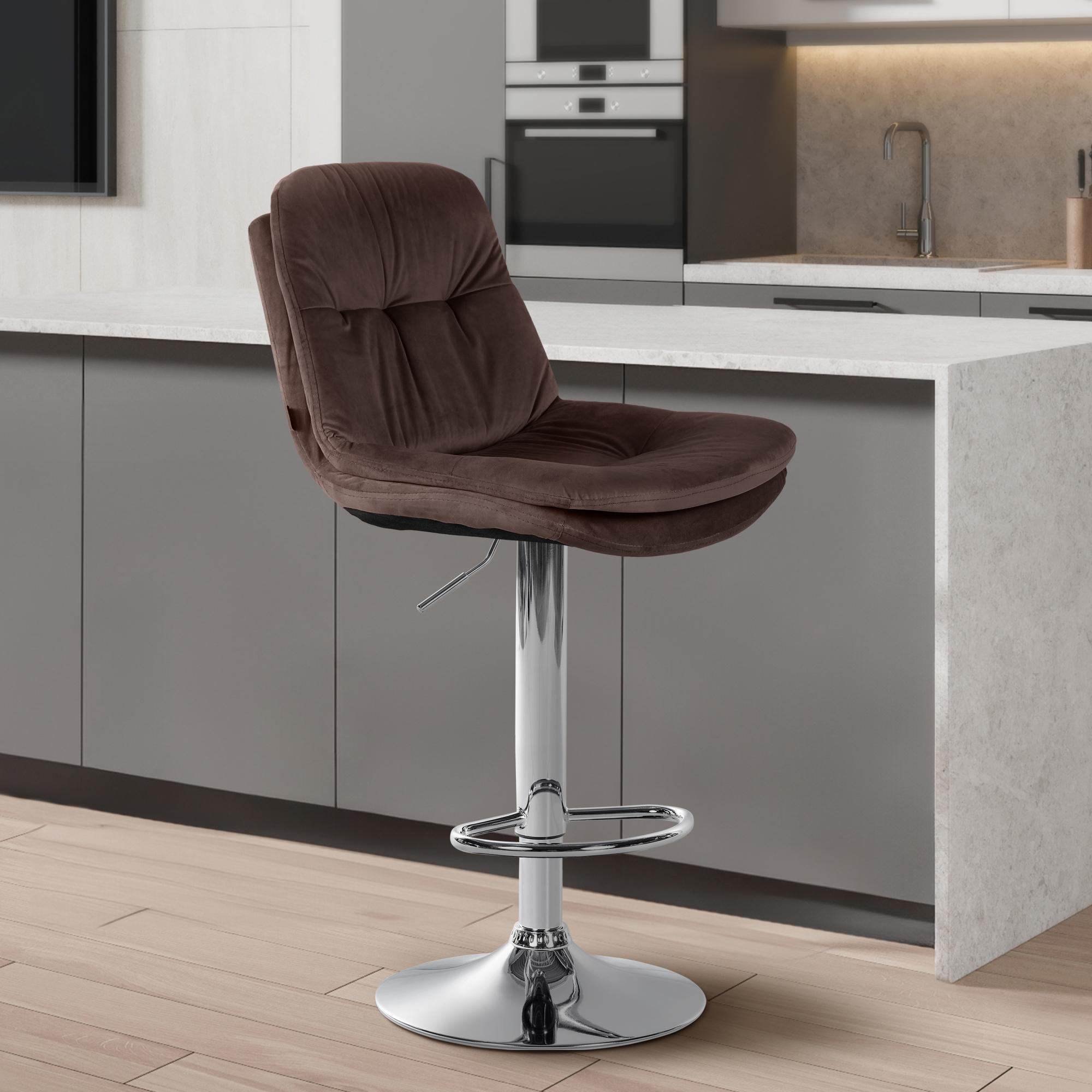 BARHOCKER Samt braun - Schwarz/Braun, Textil (46/94/54cm) - CLP