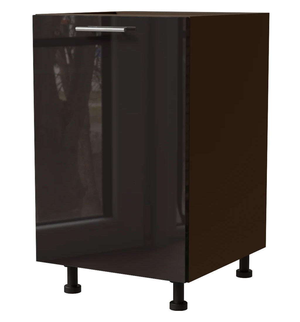 Feldmann-Wohnen Küchenunterschrank Schwarz Hochglanz, Dunkelgrau 50x82x50 cm