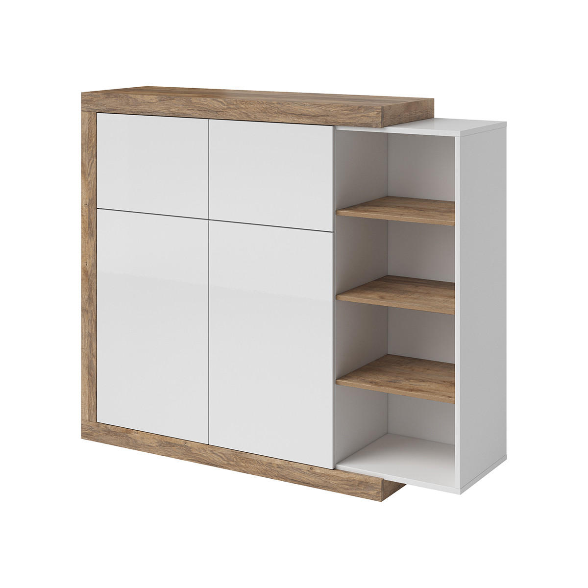SIDEBOARD Azior Weiß und Holz - Weiß, Holzwerkstoff (150.7/127.7/40cm) - Petits-meubles