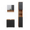 BADMÖBEL-SET Irma Anthrazit gestreift 3 Teile, mit Hochschrank - Honigeiche/Anthrazit, Holzwerkstoff (80/58.6/41cm) - Vicco