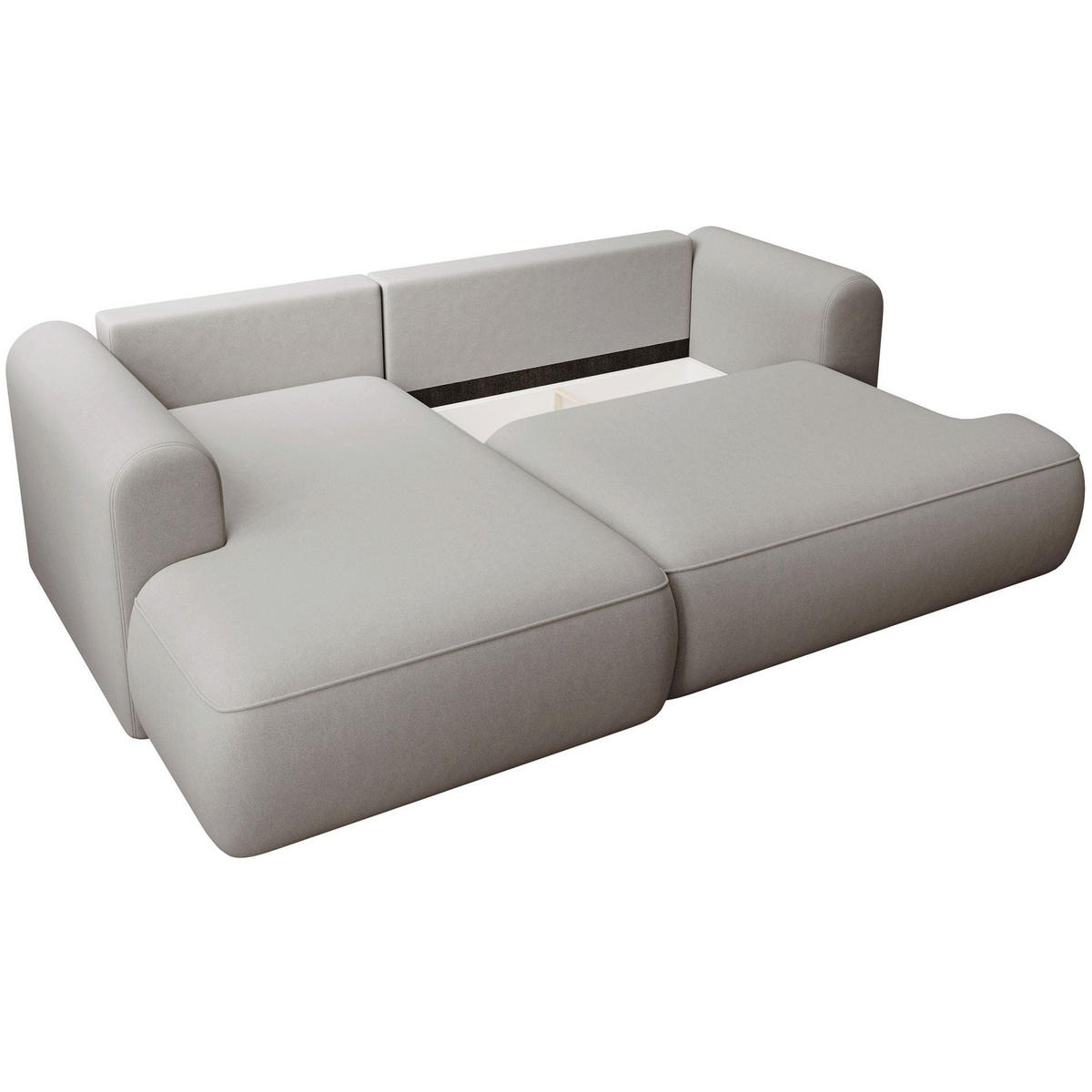 ECKSCHLAFSOFA Ovo Mini Grau Easy-Clean-Samtbezug - Schwarz/Grau, Kunststoff/Textil (238/156cm) - Selsey