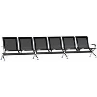 WARTEBANK Metall Schwarz - Chromfarben/Schwarz, Metall (356/77/60cm) - CLP