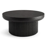 COUCHTISCH aus Holzwerkstoff 78x78x38 cm und Massivholz Schwarz mit geriffeltem Rundfuß - Schwarz, Holzwerkstoff (78/78/38.5cm) - IVMEU