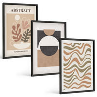 BILDER SET 3er Set - 40x60 cm Schwarzer Rahmen - Abstrakte Formenmuster - Schwarz, Kunststoff (40/60cm) - TULUP