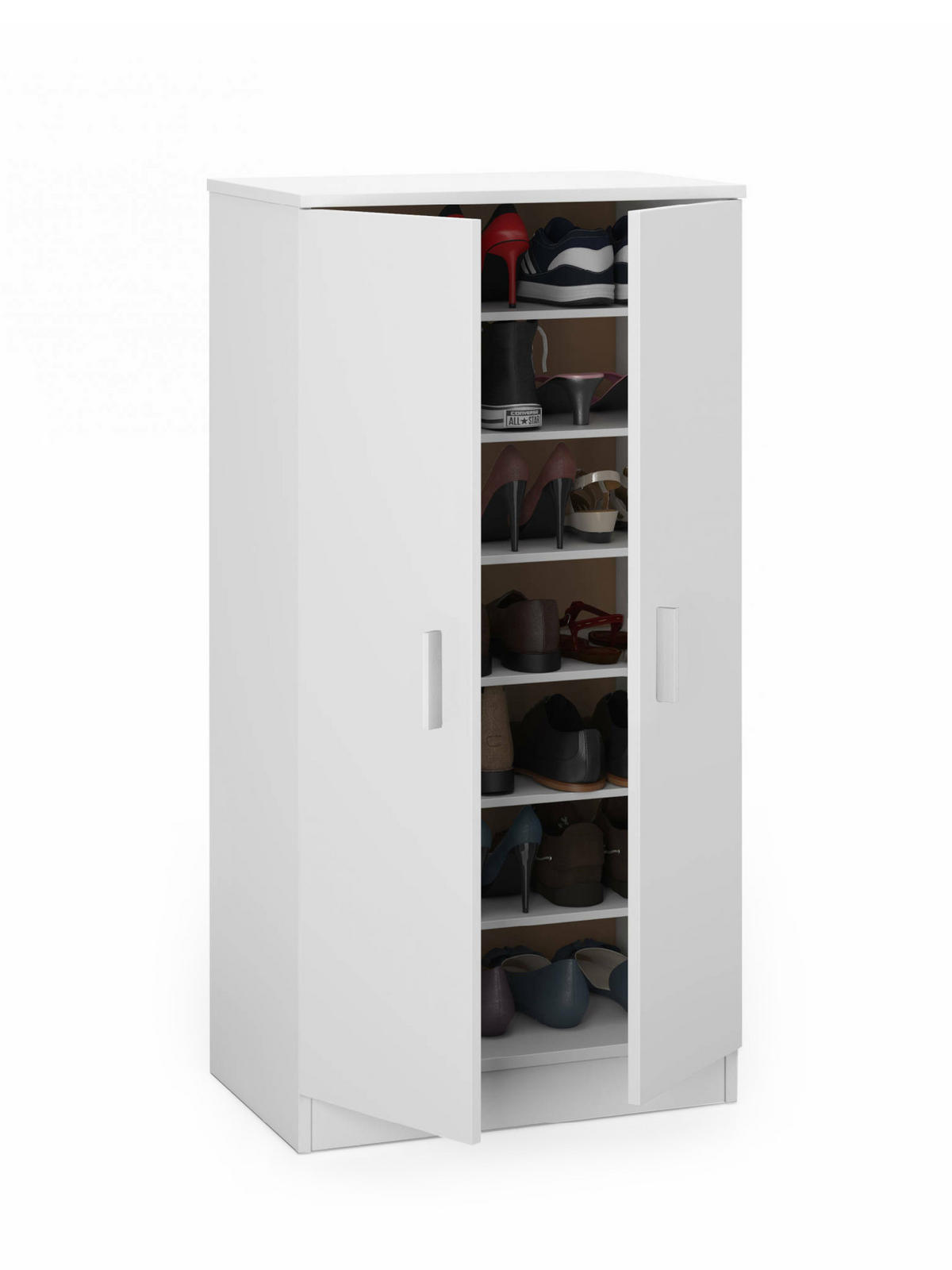 SCHUHSCHRANK Weiß 36/55/108 cm - Weiß, Holzwerkstoff (55/108.4/36cm) - DMORA
