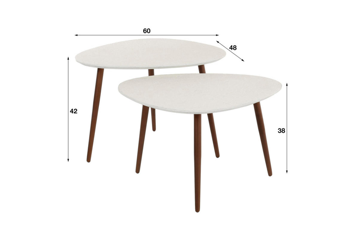 COUCHTISCH-SET JAGO Weiß Marmor - Bronzefarben/Weiß, Stein/Metall (60/48/42cm) - KAWOLA