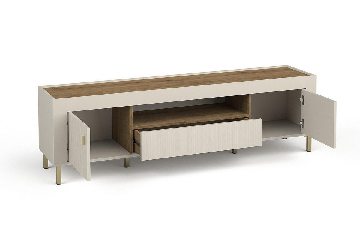 TV-LOWBOARD MONI 08 in Kaschmir / Eiche Whiskey matt 177/52/40 cm - Kaschmir, Holzwerkstoff (177/52/40cm) - Deine Möbel 24
