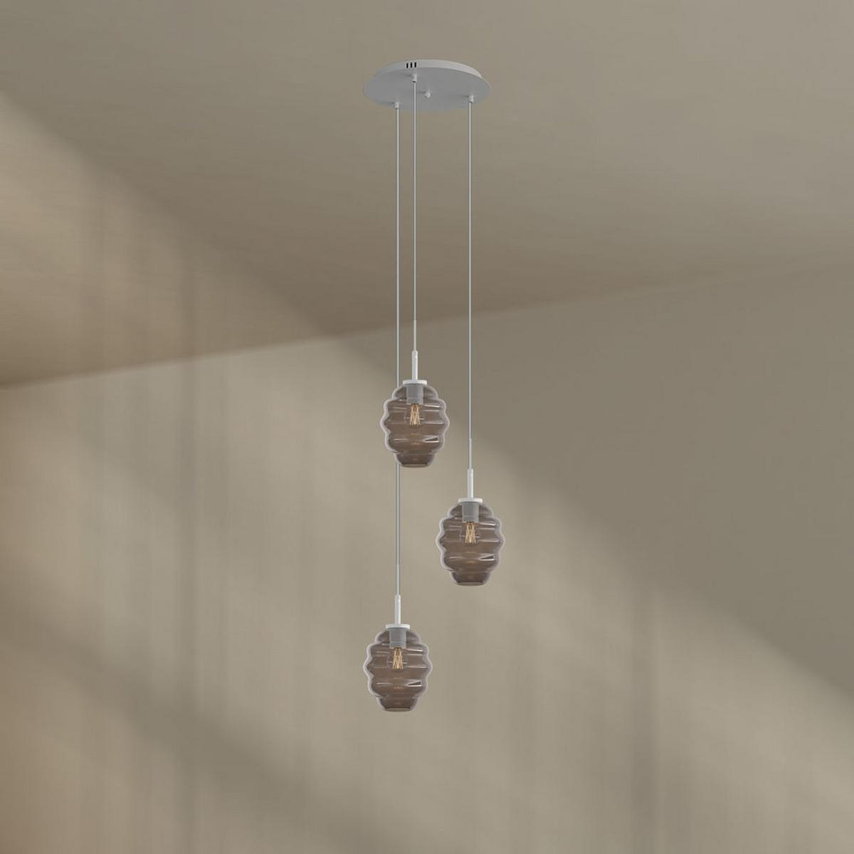 GALERIELEUCHTE Echos 3-flammig Mehrfarbig Ø 18cm - Multicolor/Weiß, Glas (18/18/20cm) - s.luce