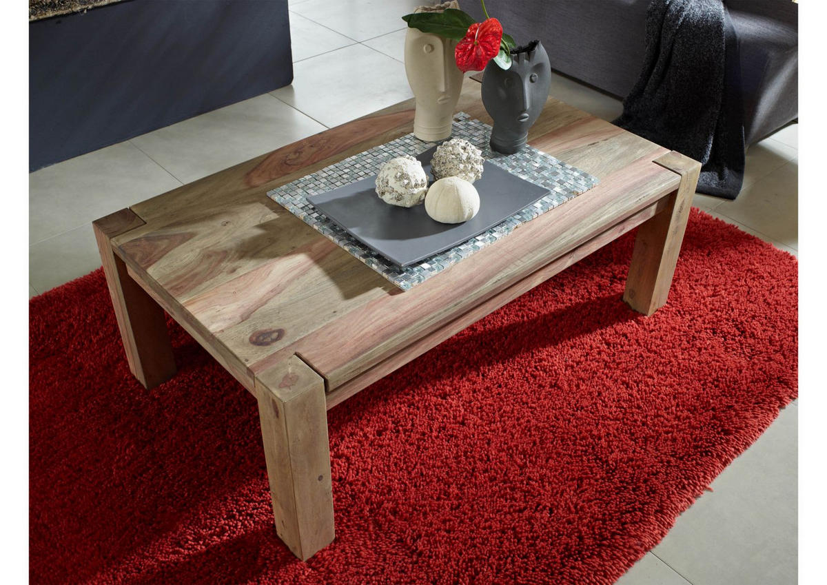 COUCHTISCH Sheesham 120x70x45 grau geölt NATURE GREY #09 - Grau, Holz (120/70/45cm) - Massivmoebel24