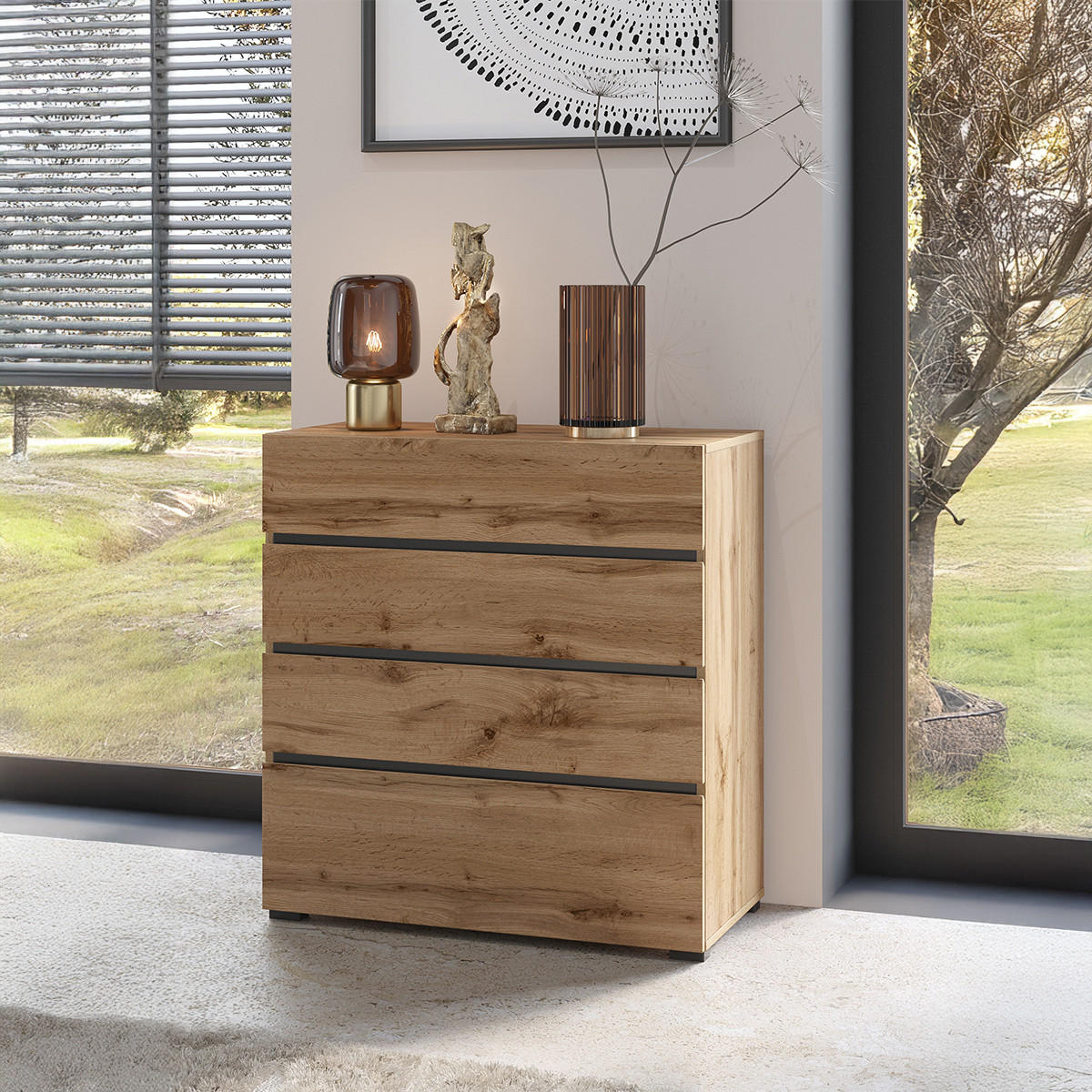 KOMODA Lilia Dřevo - hnědá, kompozitní dřevo (80/85.1/40cm) - Petits-meubles