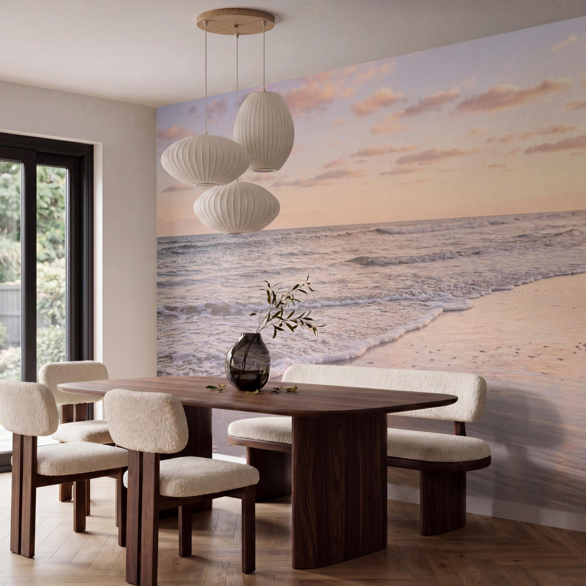 TAPETE - Strand - Brandung - Wolken - 400x280 cm - Hellrosa, Papier (400/280cm) - OnlyWow