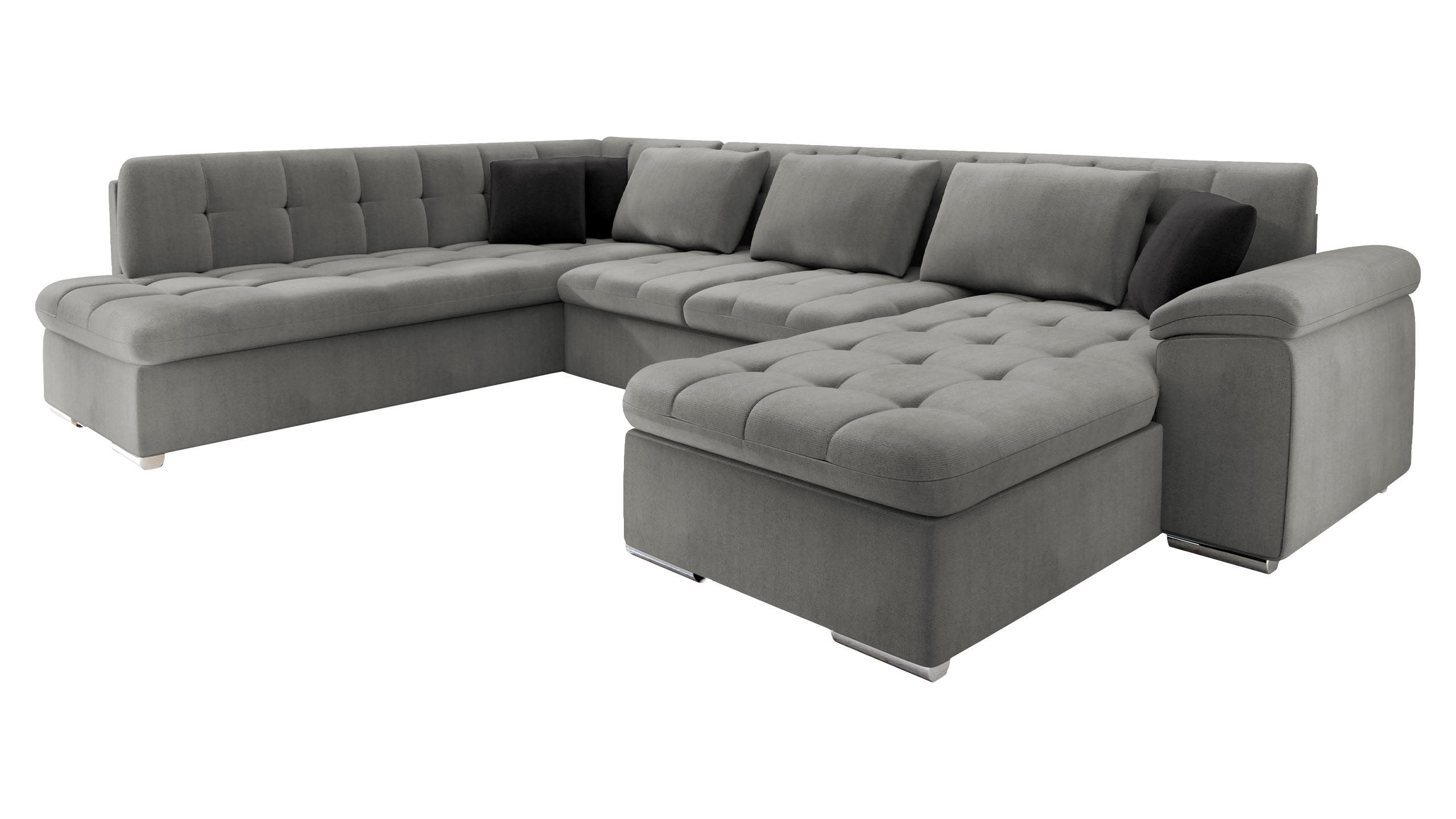 WOHNLANDSCHAFT Niko Bis Lux, Seite: Rechts - Grau, Holz/Textil (348/76/205cm) - MIRJAN24