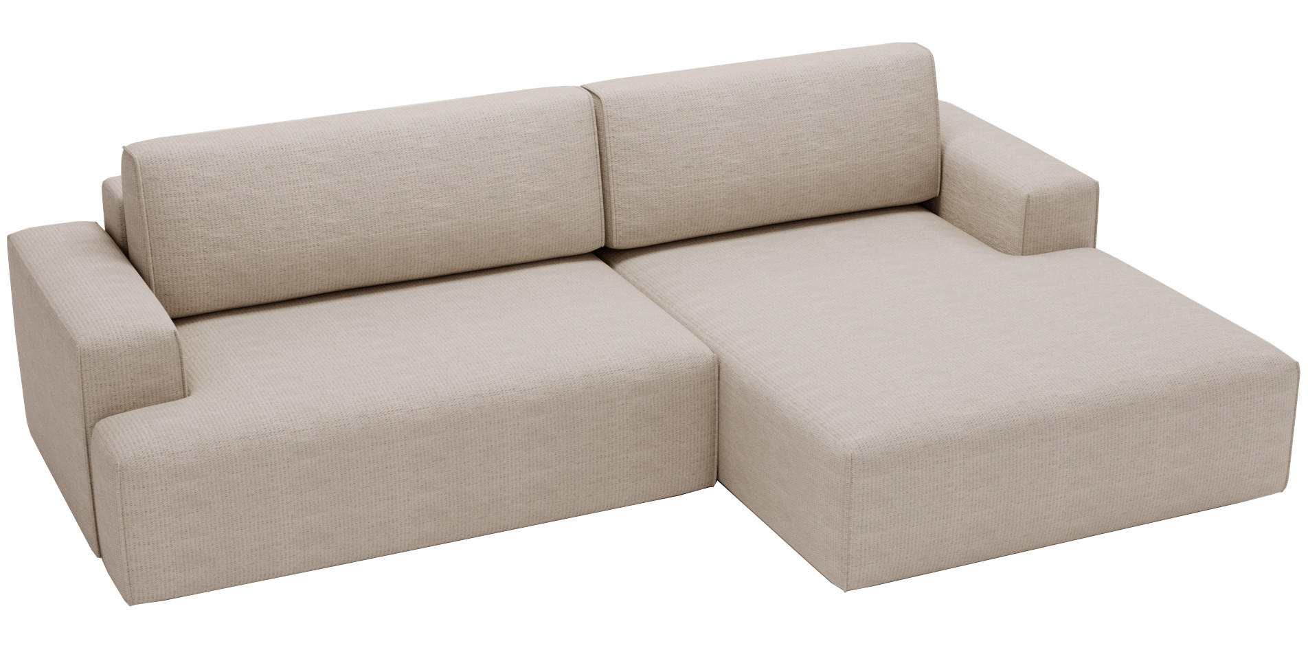 ECKSOFA L-Form 270 cm Boston mit Bettkasten, Schlaffunktion, Rechts, Beige - Beige, Holz (270/165cm) - Emporius
