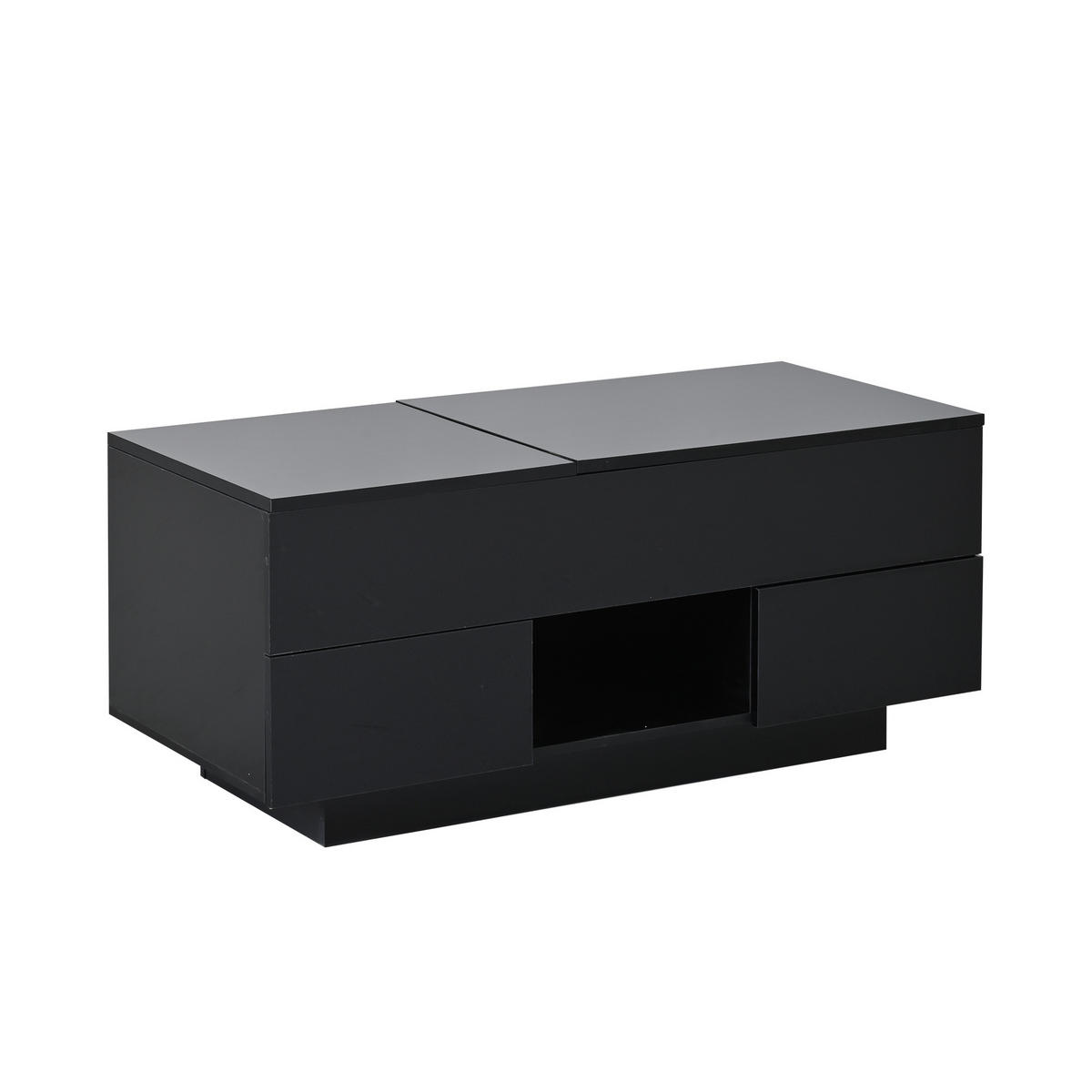 COUCHTISCH höhenverstellbar Schwarz LED 2 Schubladen 100/45/43 cm - Schwarz, Holzwerkstoff (100/45/43cm)