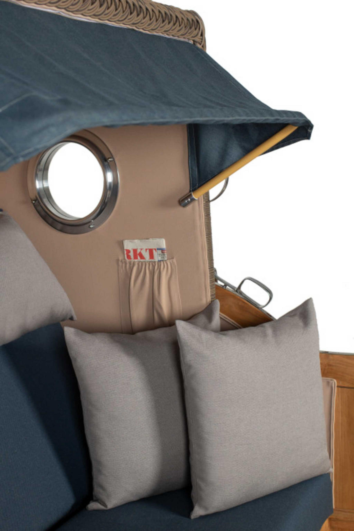 STRANDKORB Baltikum Teak 2,5 Sitzer - Blau/Braun, Holz/Metall (142/170/95cm) - Mr. Deko