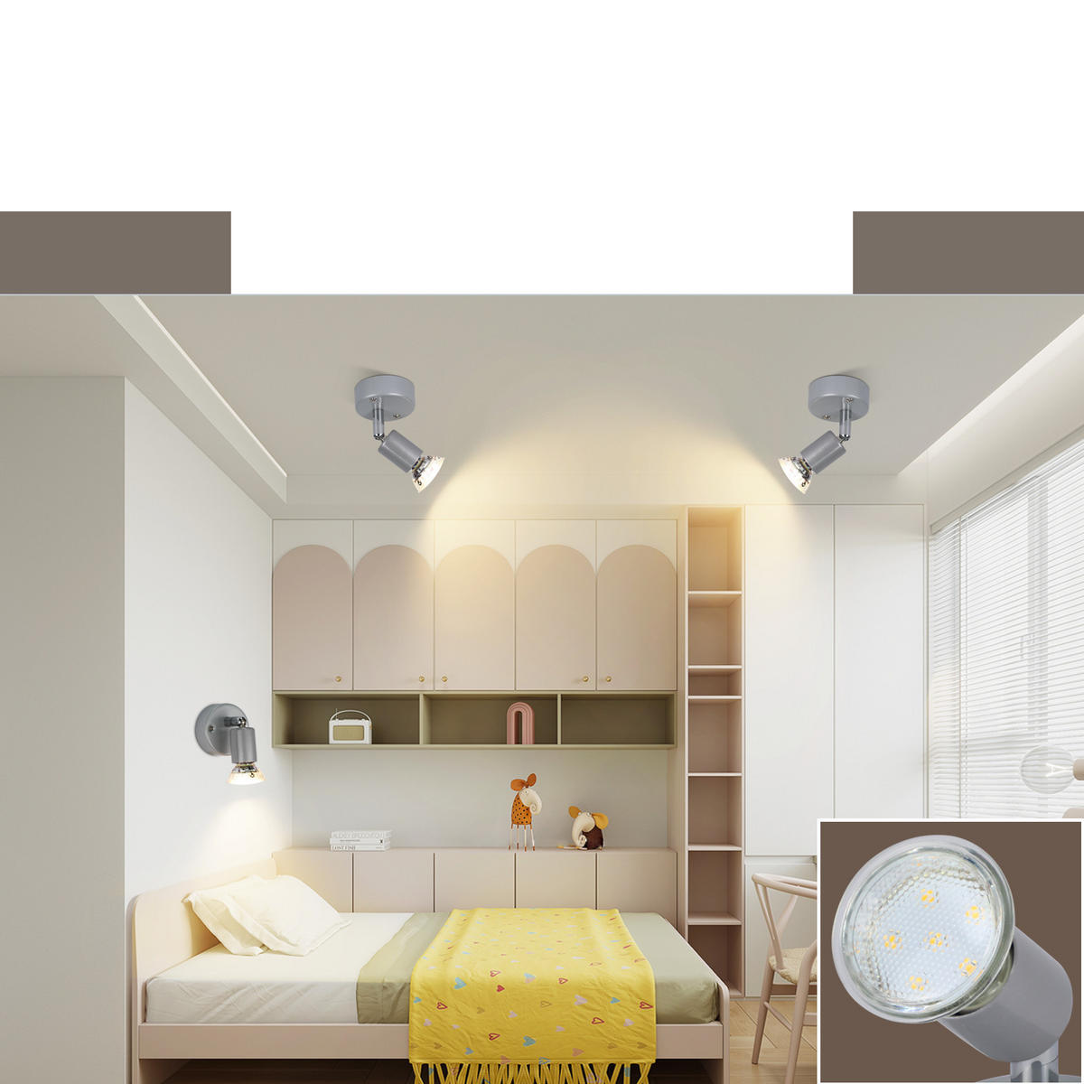 DECKENSTRAHLER Glanzric 10/7/14 cm - Silberfarben, Metall (14/10/7cm) - ZMH